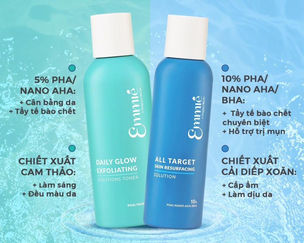 Cách kết hợp toner Emmié 5% và 10% "chuẩn" cho da sạch mụn, trắng sáng