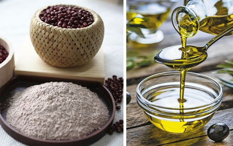 Mặt nạ bột đậu đỏ với dầu ô-liu