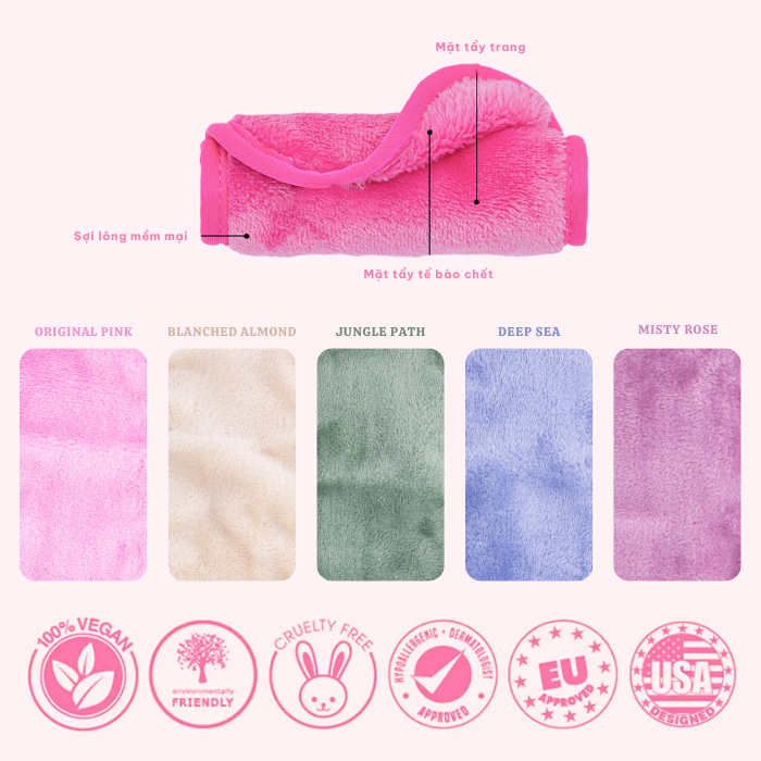 5 màu khăn tẩy trang Makeup Eraser