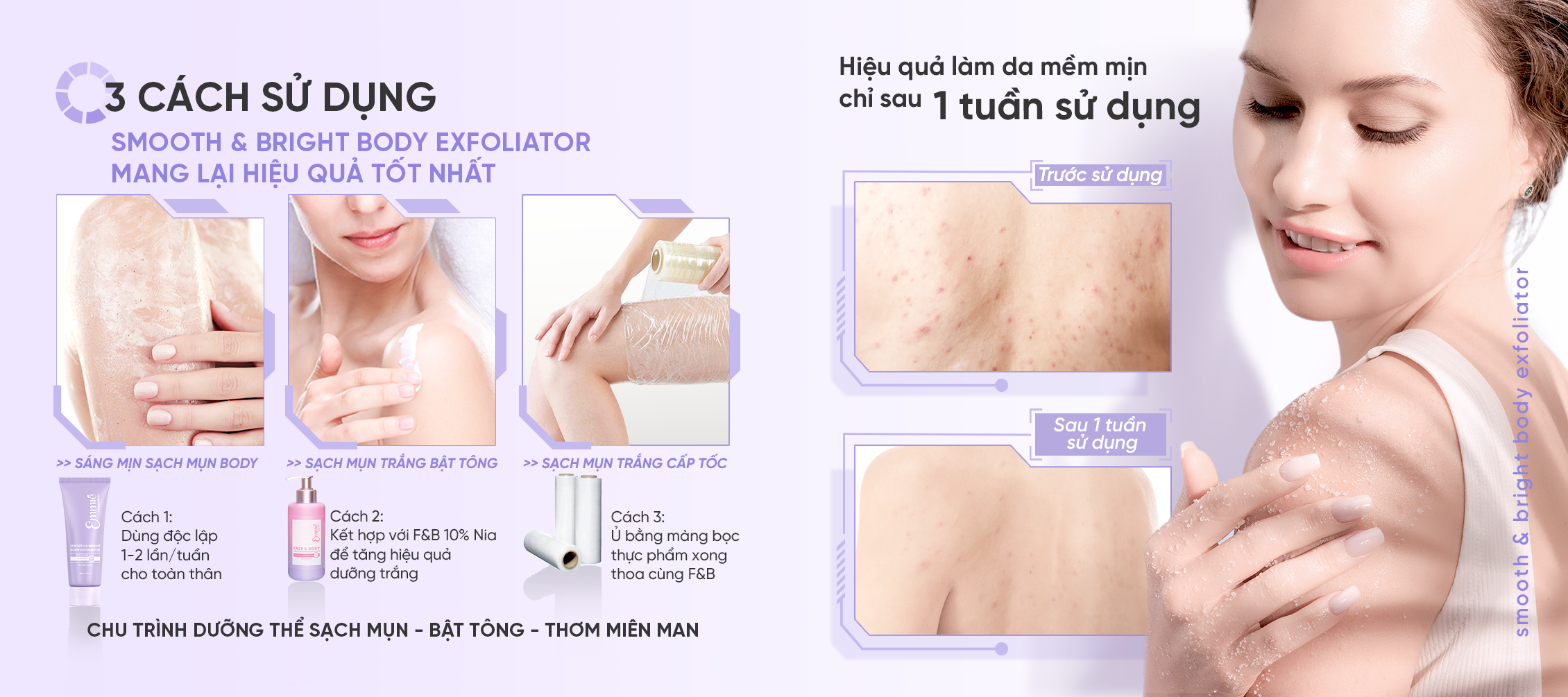 Tẩy Tế Bào Chết Làm Sáng Da Toàn Thân Emmié by HappySkin Smooth & Bright Body Exfoliator 200g