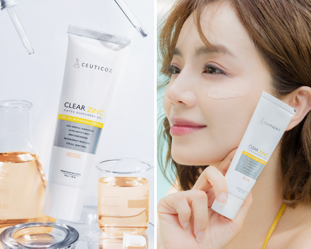 Kem chống nắng Ceuticoz Clearzinc Tinted Sunscreen Gel cho bà bầu có làn da dầu