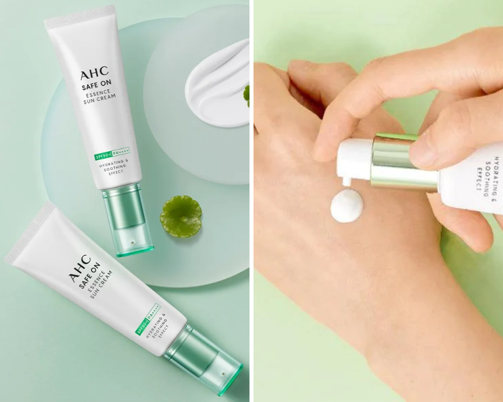 Kem chống nắng AHC Safe On Essence Sun Cream dành cho bà bầu có da khô