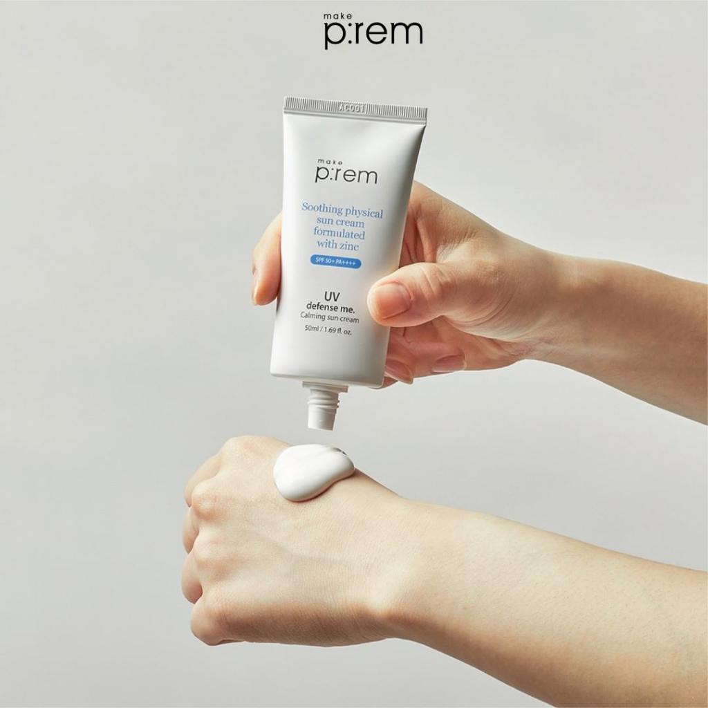 Make P:rem UV Defense Me Blue Ray Sun Cream - Kem chống nắng nâng tone cho da nhạy cảm