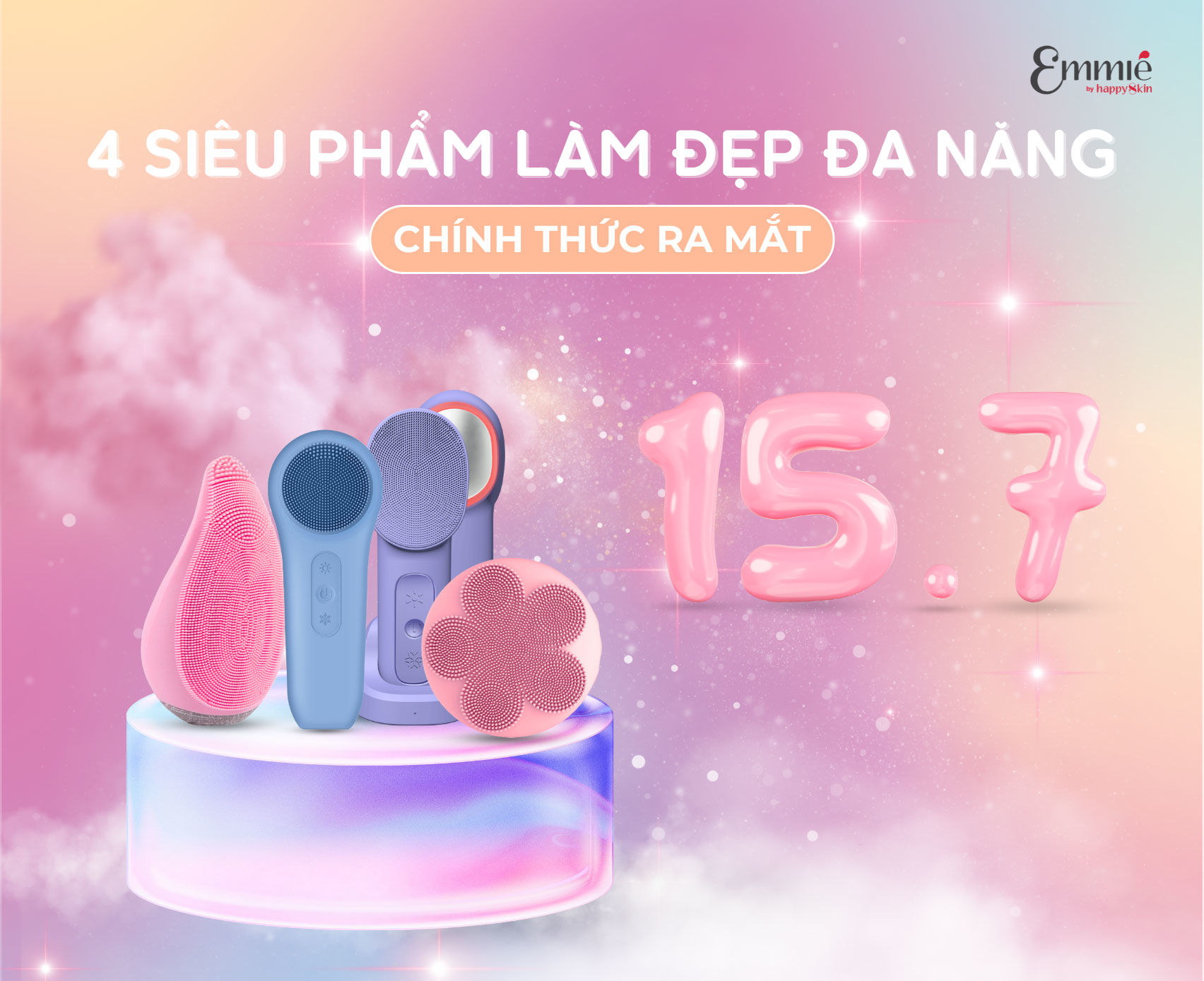 Chính Thức Ra Mắt - Bộ 4 Máy Làm Đẹp Da Đa Năng Emmié by Happyskin Beauty Machine