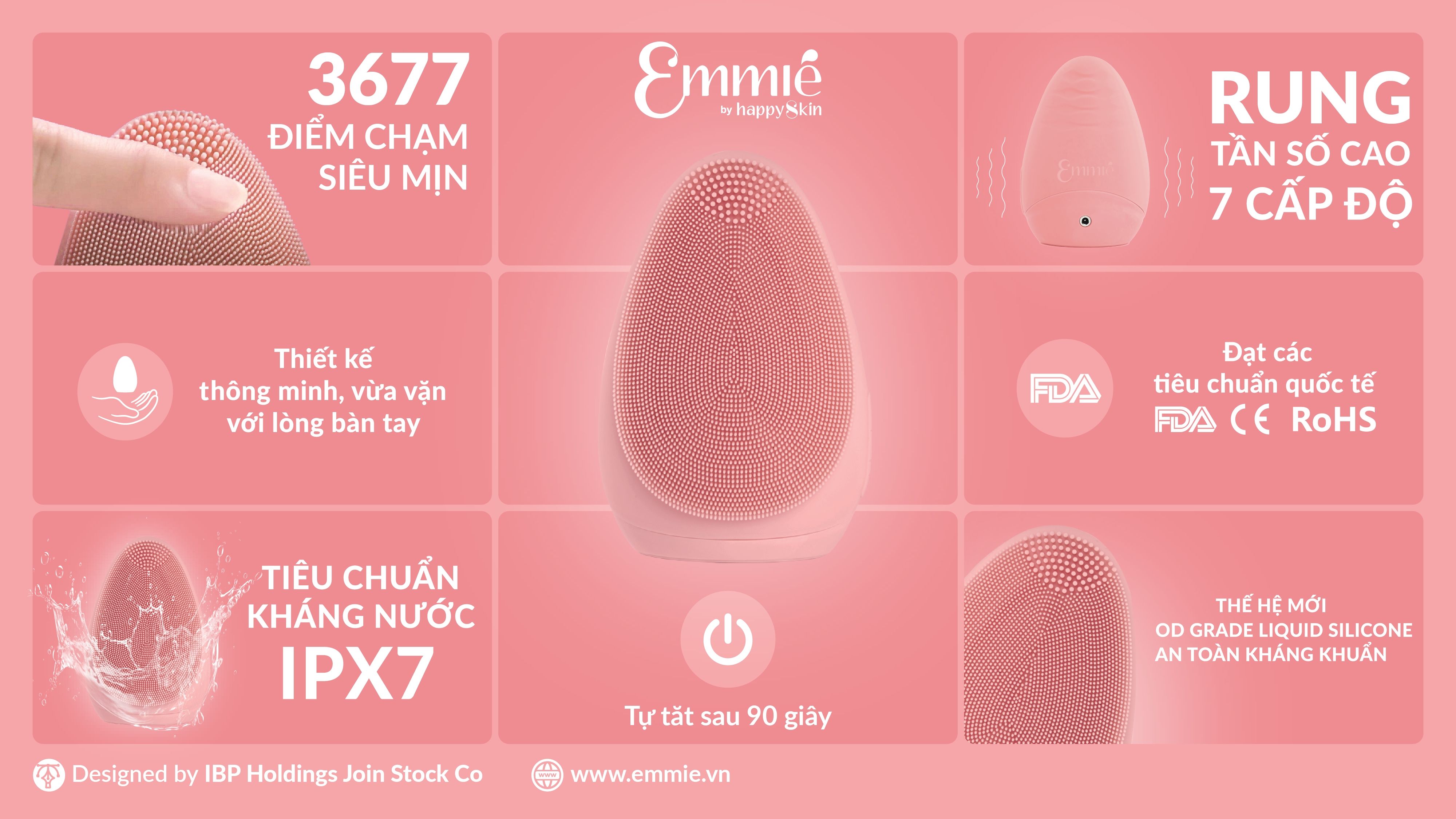 Máy Rửa Mặt Emmié Premium Facial Cleansing Brush - Đạt Chứng Nhận FDA - So Sweet