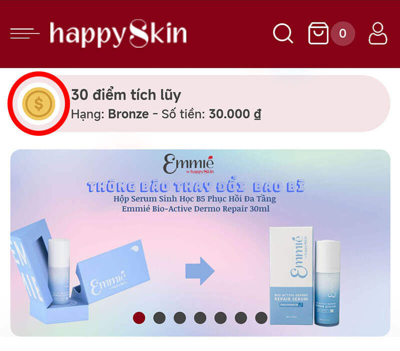 Bước 2: click chọn icon hình đồng xu để vào trang quản lý điểm