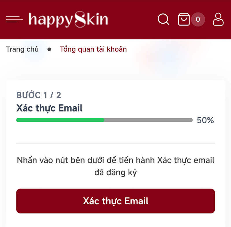 Bước 3: click chọn Xác Thực Email