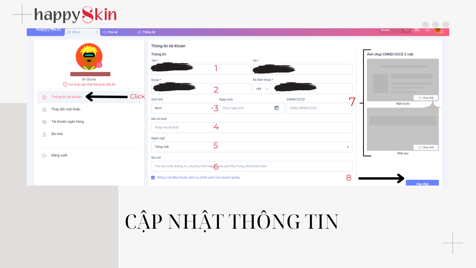 CẬP NHẬT THÔNG TIN TÀI KHOẢN