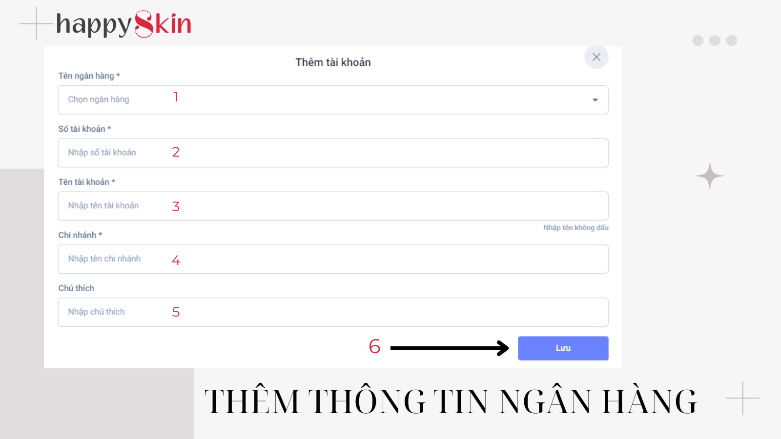 HƯỚNG DẪN THÊM VÀ XÓA TÀI KHOẢN NGÂN HÀNG